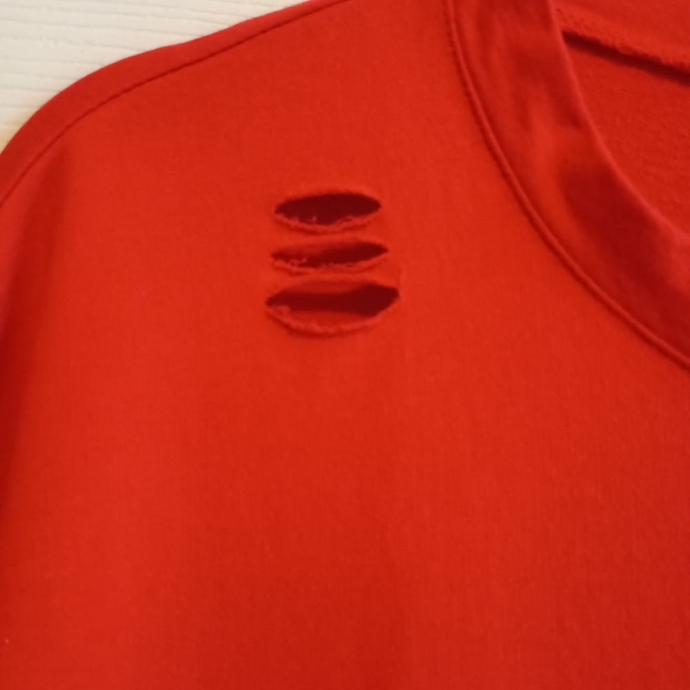 Oversized Graphic Long Sleeve‎ Top - Distressed 'Wherever U care"' 100% Cotton - Picture 6 of 16